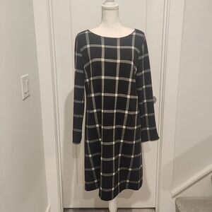 Ann Taylor - window pane black and white dress - size L
